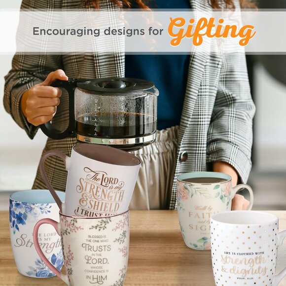 Caramel Brown Ceramic Coffee Mug – 12 oz. Lead and Cadmium-free Inspirational Sc - Picture 5 of 6